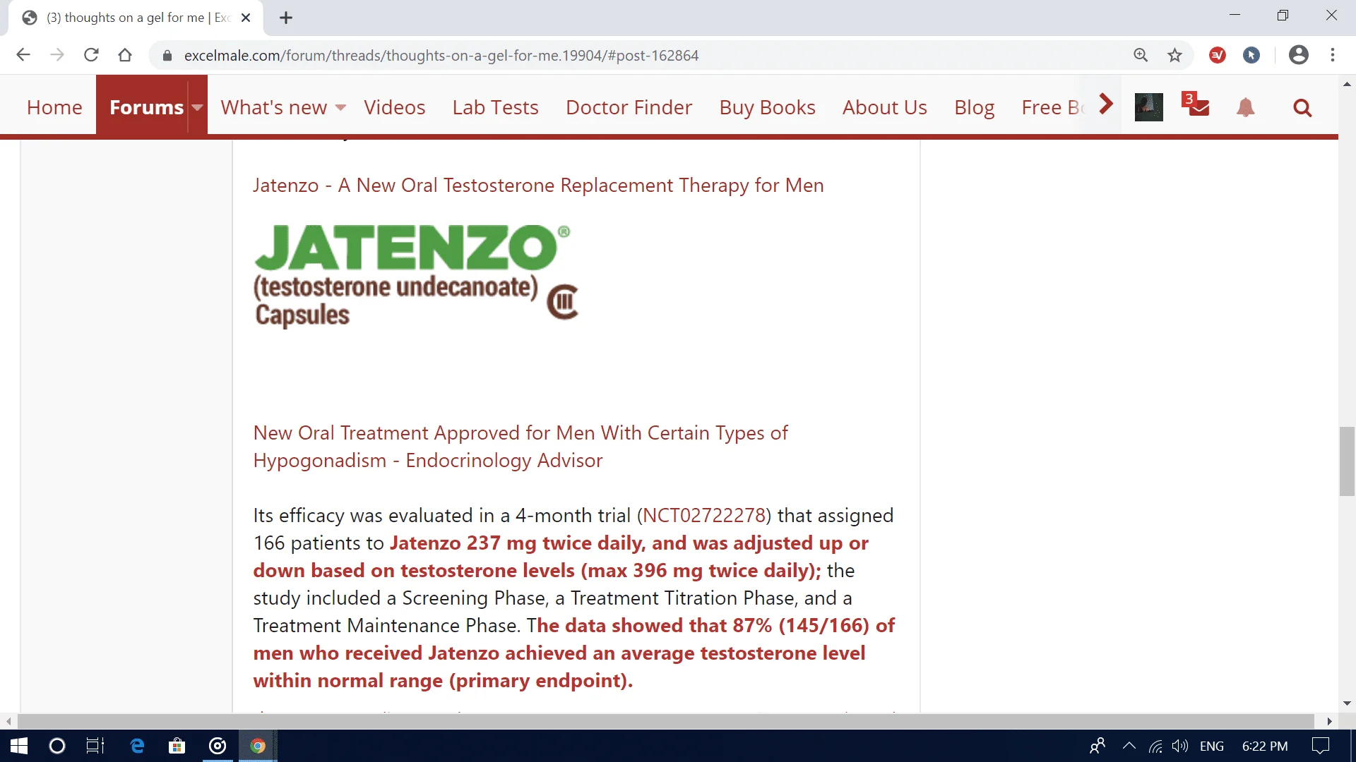 Jatenzo, an Oral Testosterone Replacement Therapy Excel Male TRT Forum