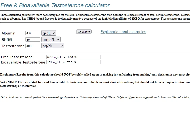 Trut free testosterone calculator excel male trt forum