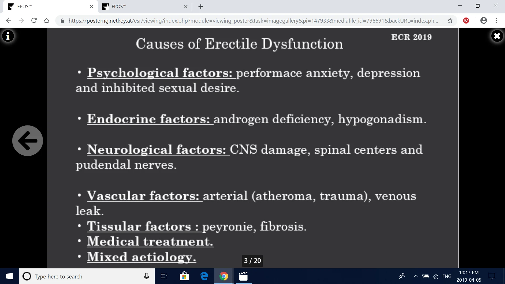 Radiologic Approach to Erectile Dysfunction. Main causes, diagnosis and
